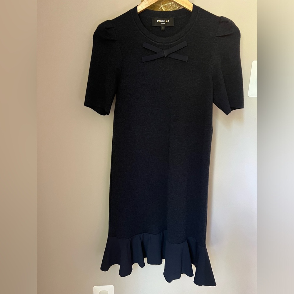 Paule Ka - Merino Wool - Navy Blue Shift Dress - Size Small - Never worn no tag